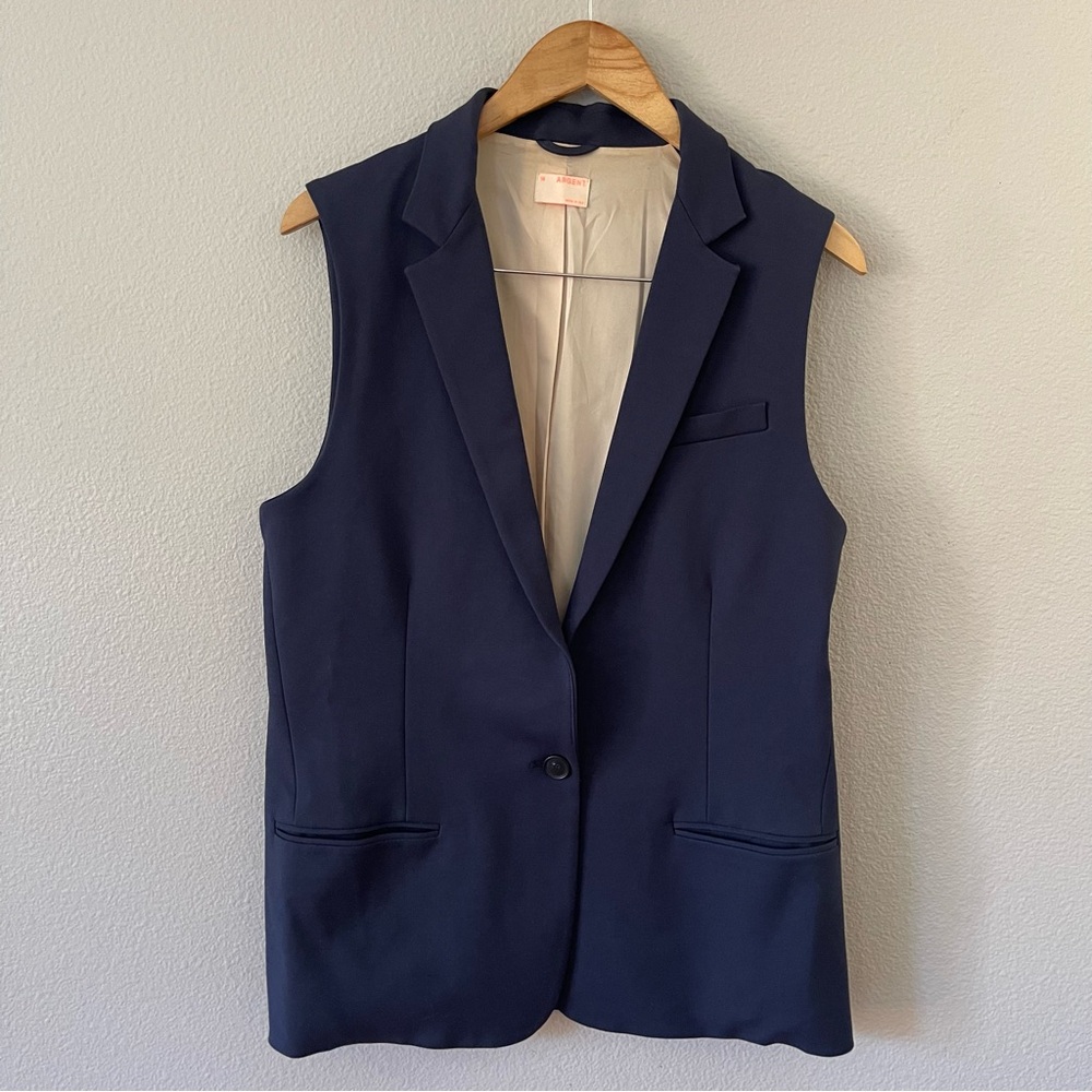 Argent Navy Blue Sleeveless Blazer Vest Size 14